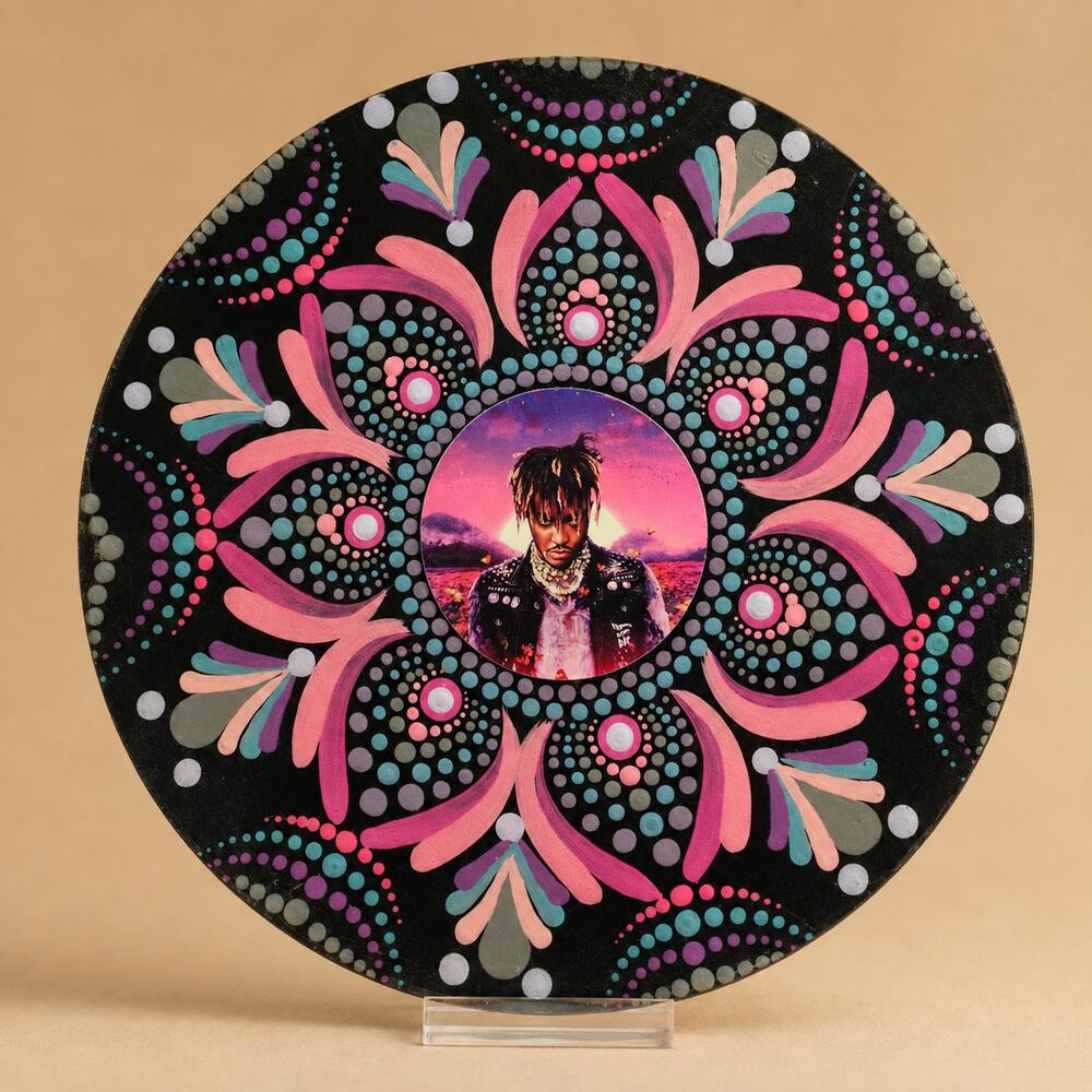 Juice WRLD Hand Painted 10 Inch Album Mandala Hip Hop Wall Art